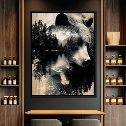 Wild Pines Bear Reflection Canvas Wall Art