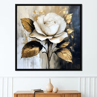 Golden Petals Against Contrast Canvas Wall Art