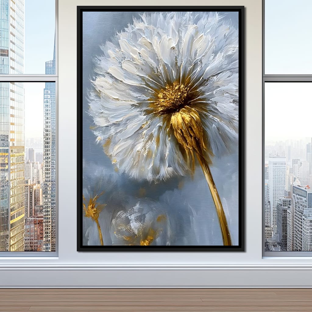 Gilded Dandelion Canvas Wall Art