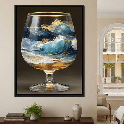 Gilded Ocean Stormglass Scene Canvas Wall Art