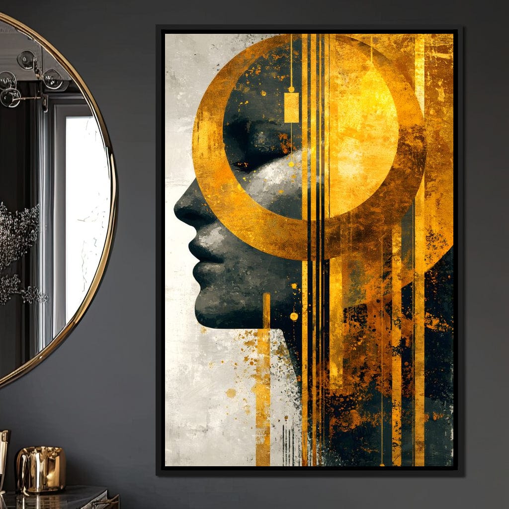 Golden Geometric Elegance Canvas Wall Art