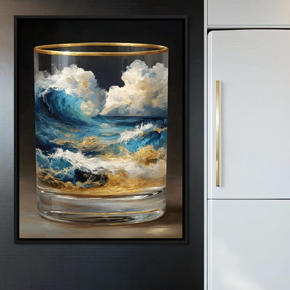 Ocean Storm Tumbler Gold Rim Canvas Wall Art