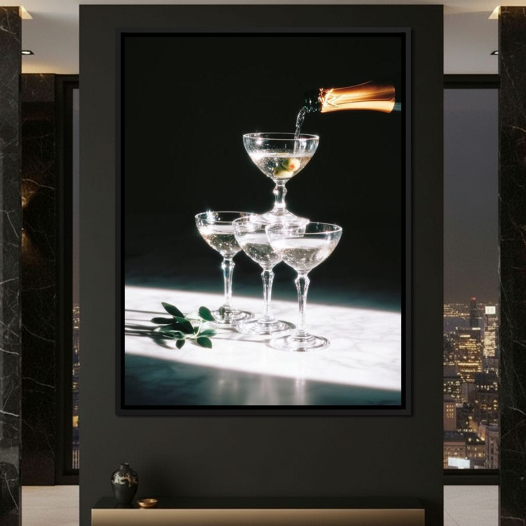 Champagne Cascade Celebration Canvas Wall Art