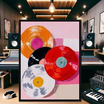Retro Vinyl Color Spin Dance Canvas Wall Art