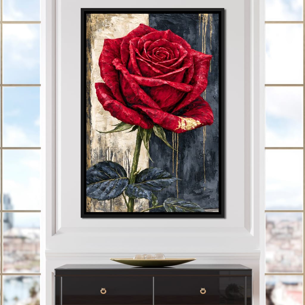 Gilded Petals On Divided Ground Canvas Wall Art