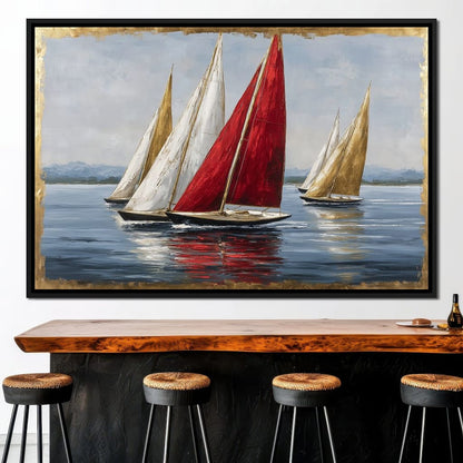 Bold Regatta On Open Water Canvas Wall Art