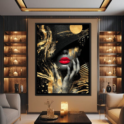 Modern Noir Gold Elegance Portrait Canvas Wall Art