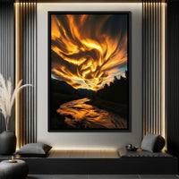 Golden Skies Over River Glow Canvas Wall Art