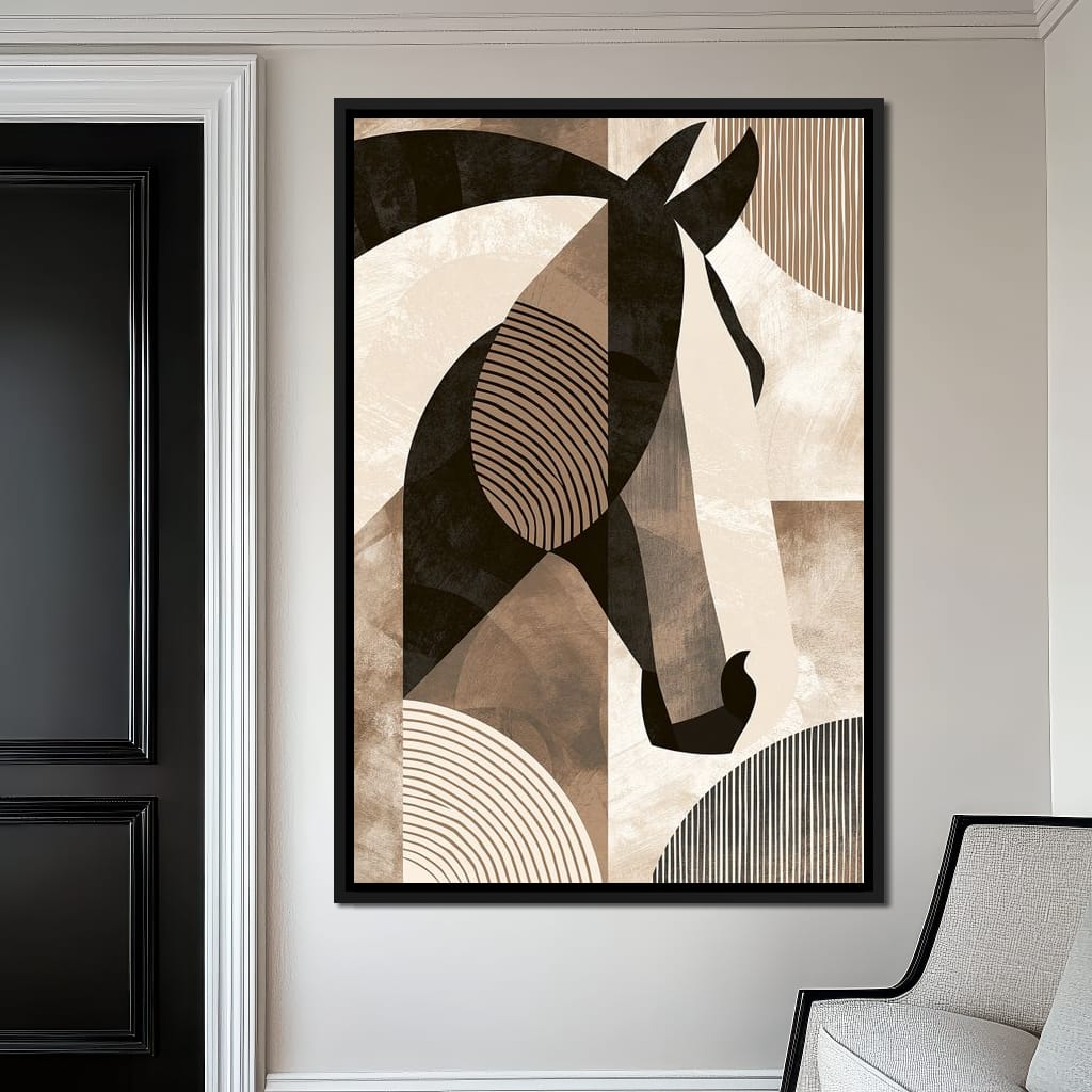 Stallion Reflected Through Geometric Planes Canvas Wall Art