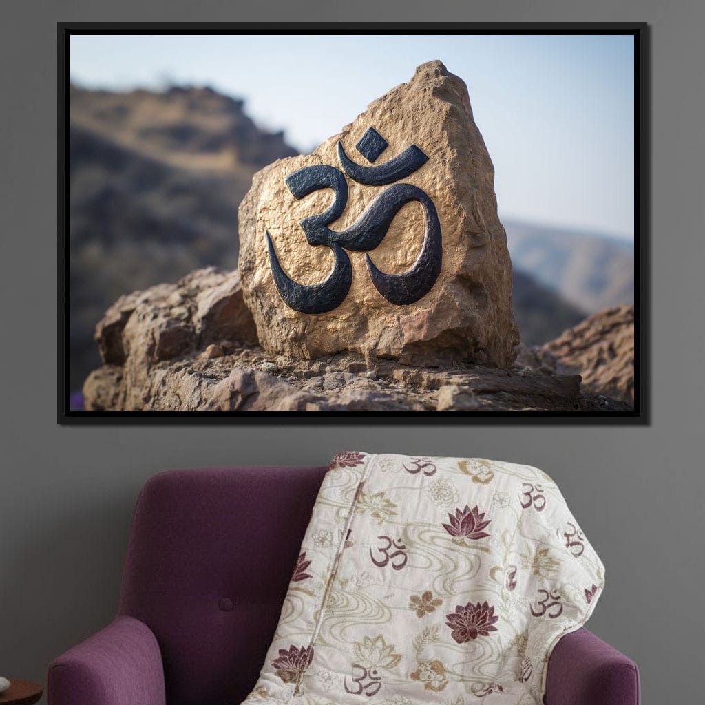 Om Mountain Stone Aum Sign Canvas Wall Art