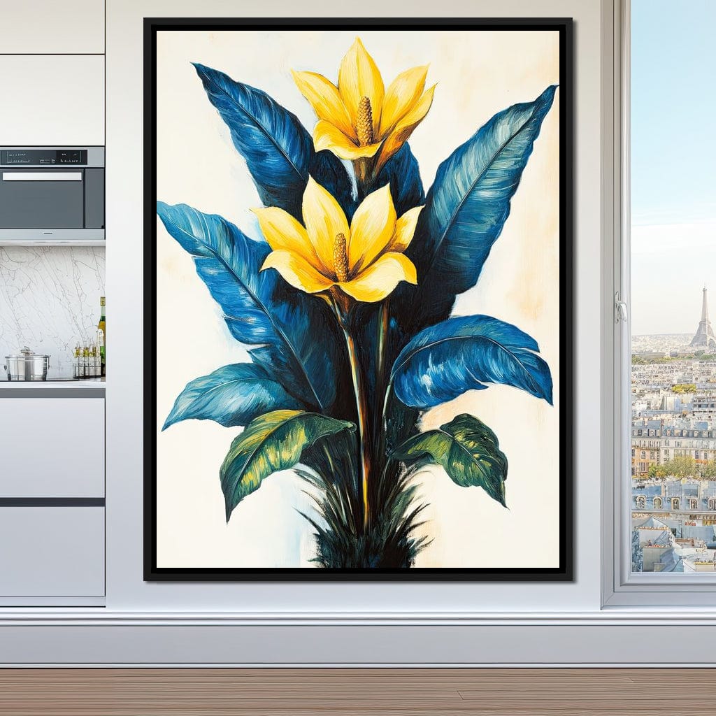 Golden Petals Tropical Elegance Canvas Wall Art