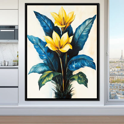 Golden Petals Tropical Elegance Canvas Wall Art