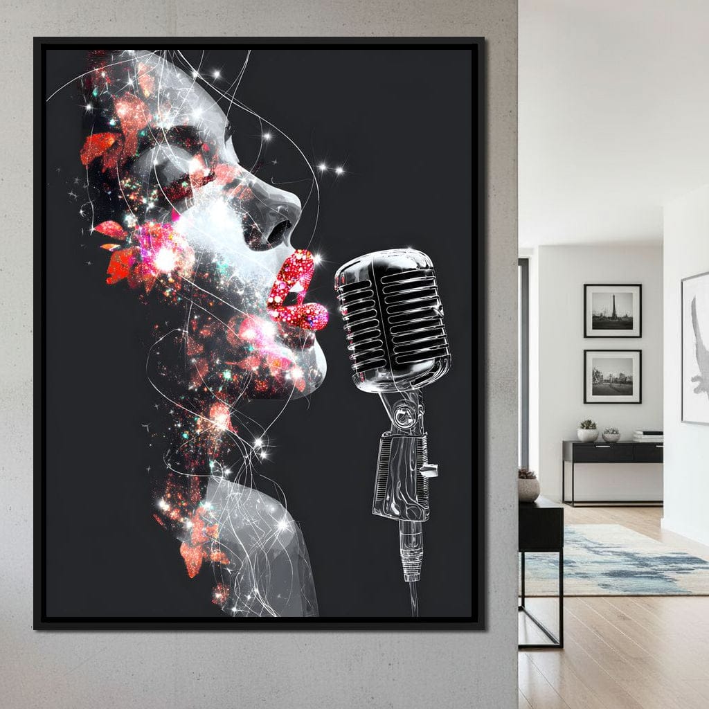 Cosmic Vocalist Neon Kiss Canvas Wall Art