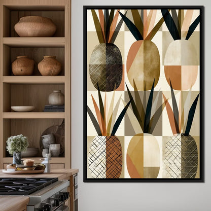 Geometric Tropical Pineapples Study Canvas Wall Art