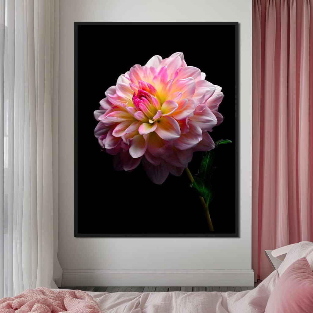 Radiant Dahlia Petals Macro Glow Canvas Wall Art