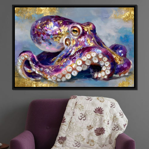 Gilded Violet Octopus Dream Canvas Wall Art