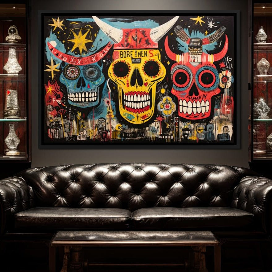 Tribal Skull Symphony Canvas Wall Art