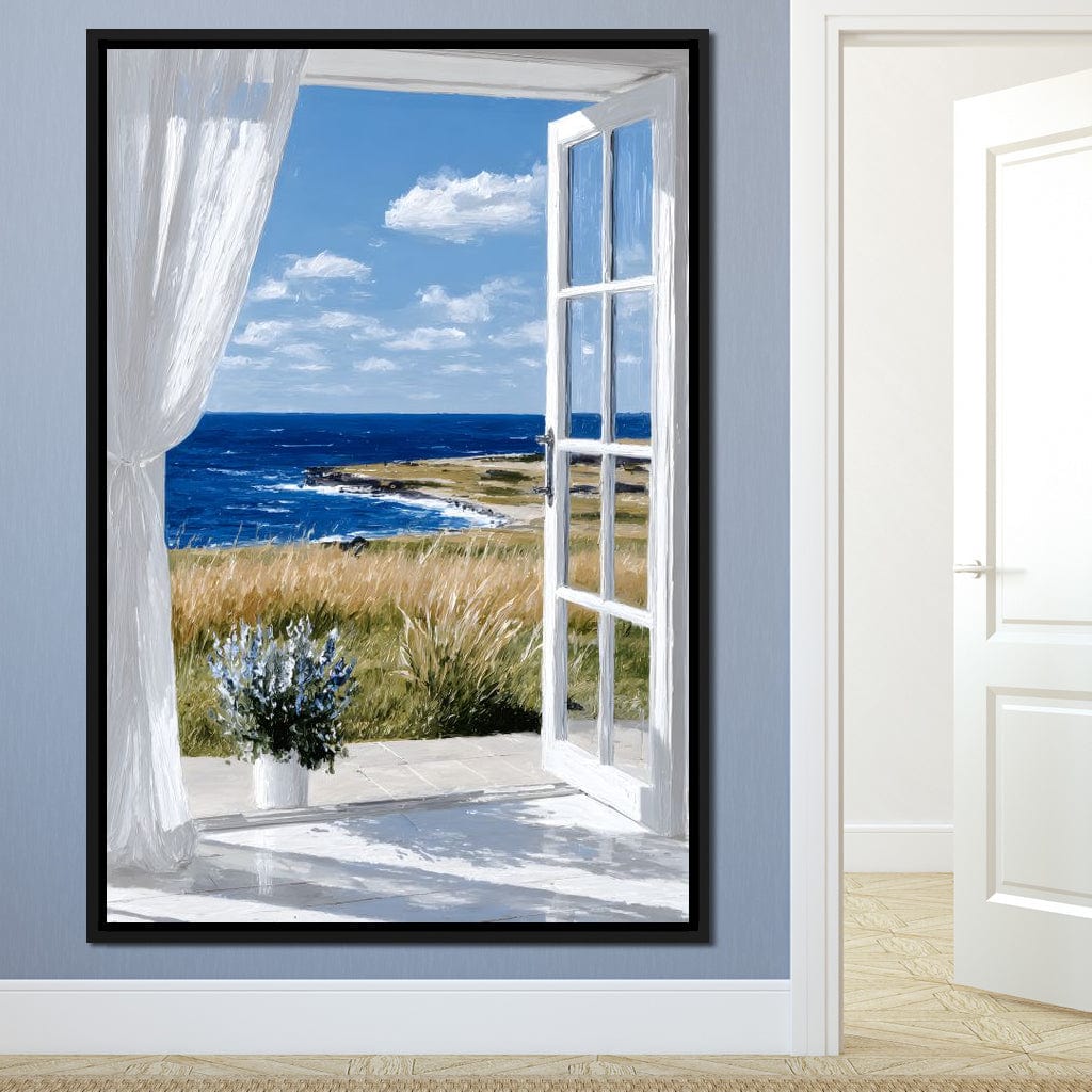 Ocean Breeze Through Open Window Canvas Wall Art