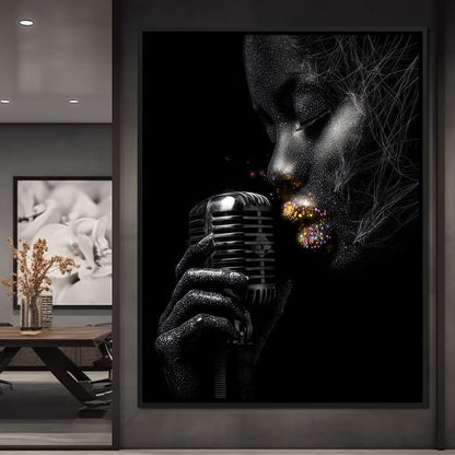 Stardust Singer Noir Portrait Canvas Wall Art