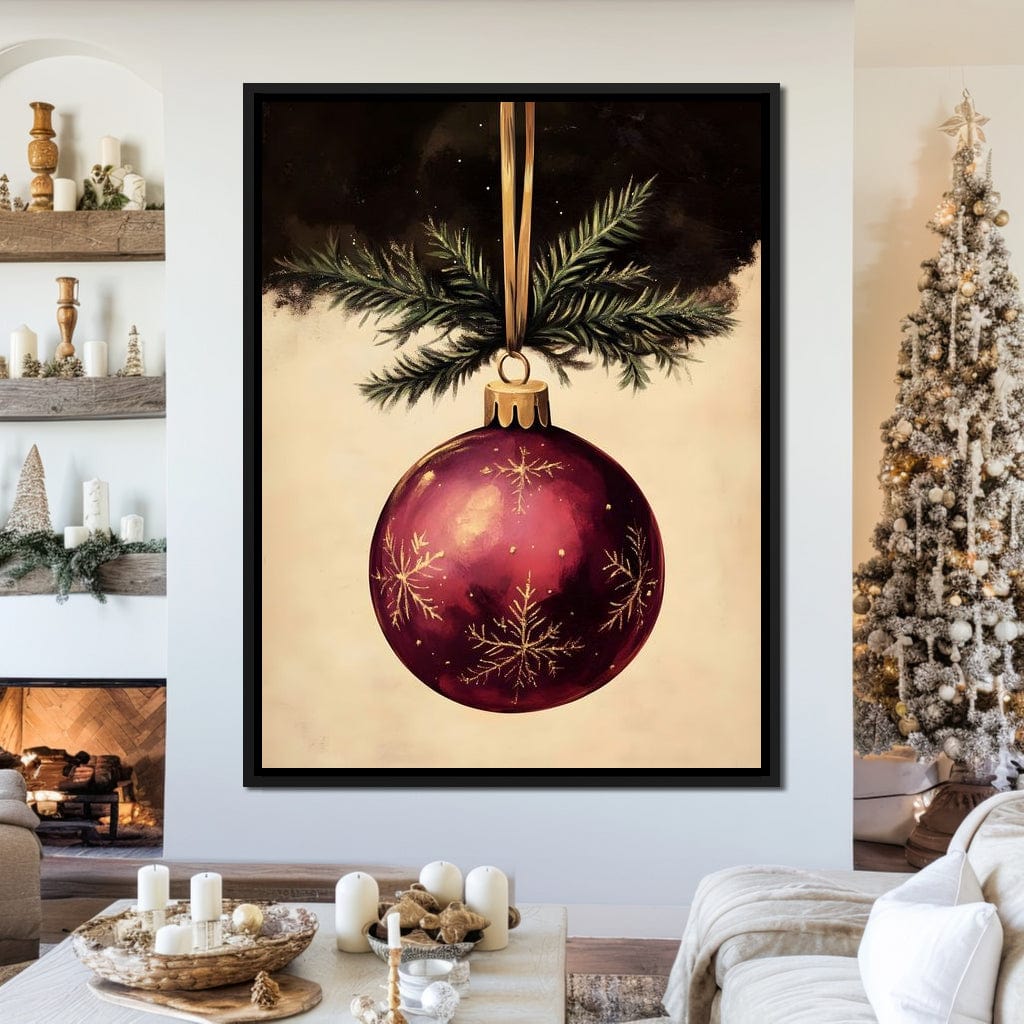 Golden Snowflake Ornament Cheer Canvas Wall Art