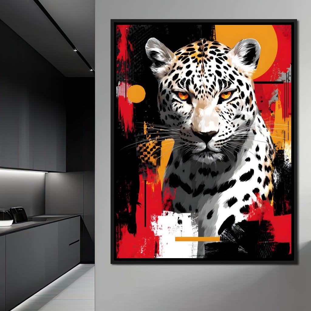 Golden Sun Leopard Stare Canvas Wall Art