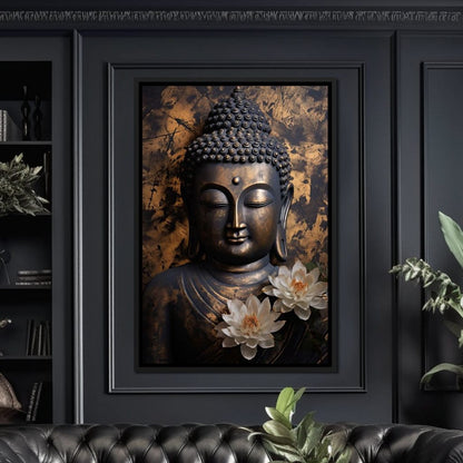 Buddha's Bronze Serenity Canvas Wall Art