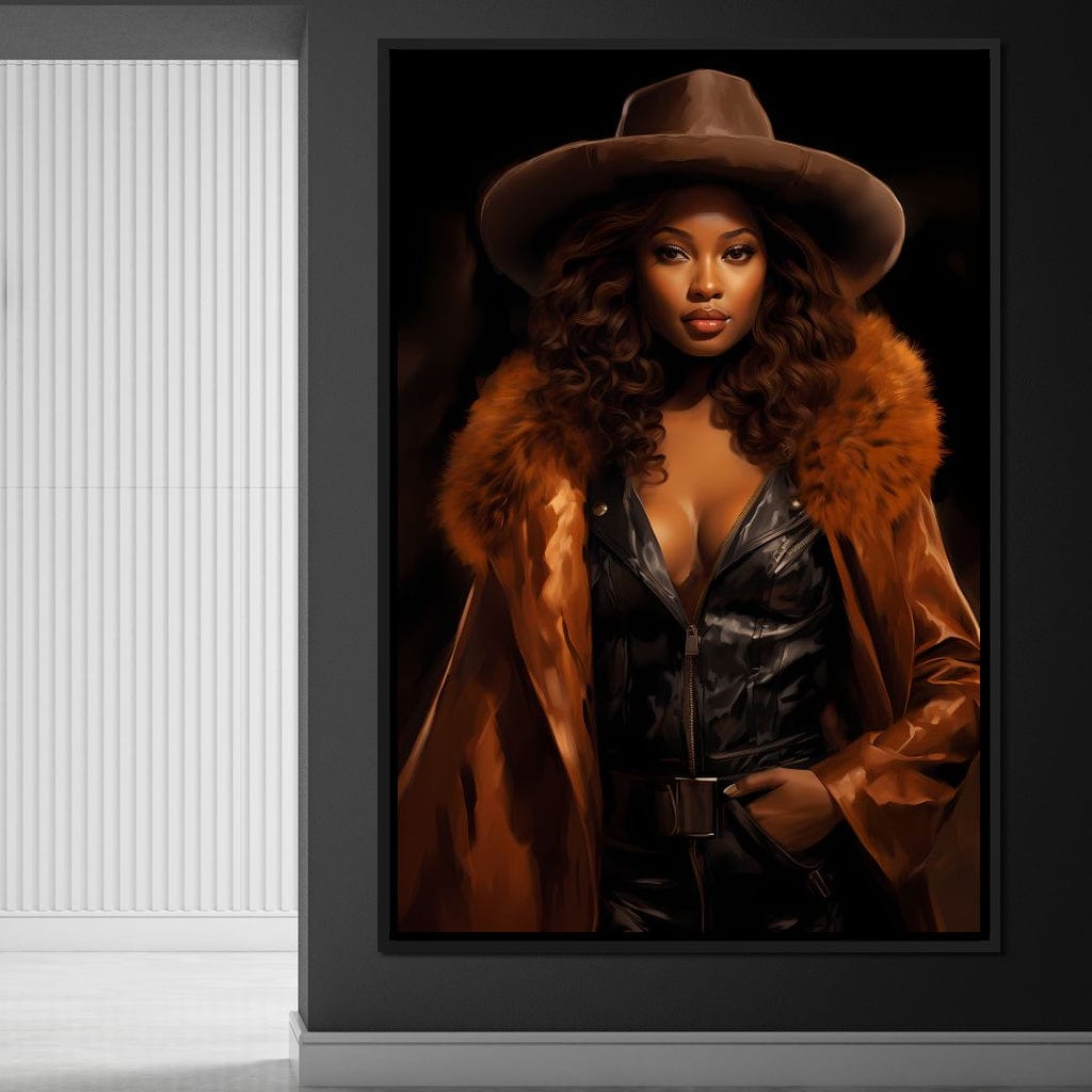 African Woman in Brown Fur Canvas Wall Art