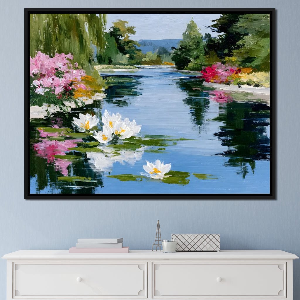 Water Lily Garden Reflection Canvas Wall Art