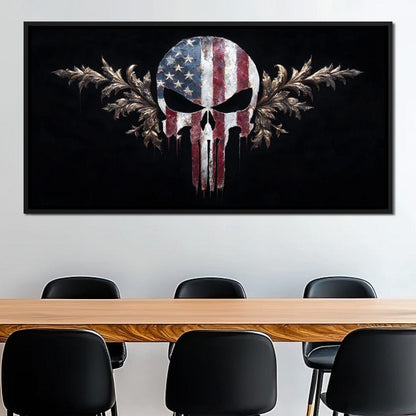 Stars Stripes Resolute Skull Canvas Wall Art