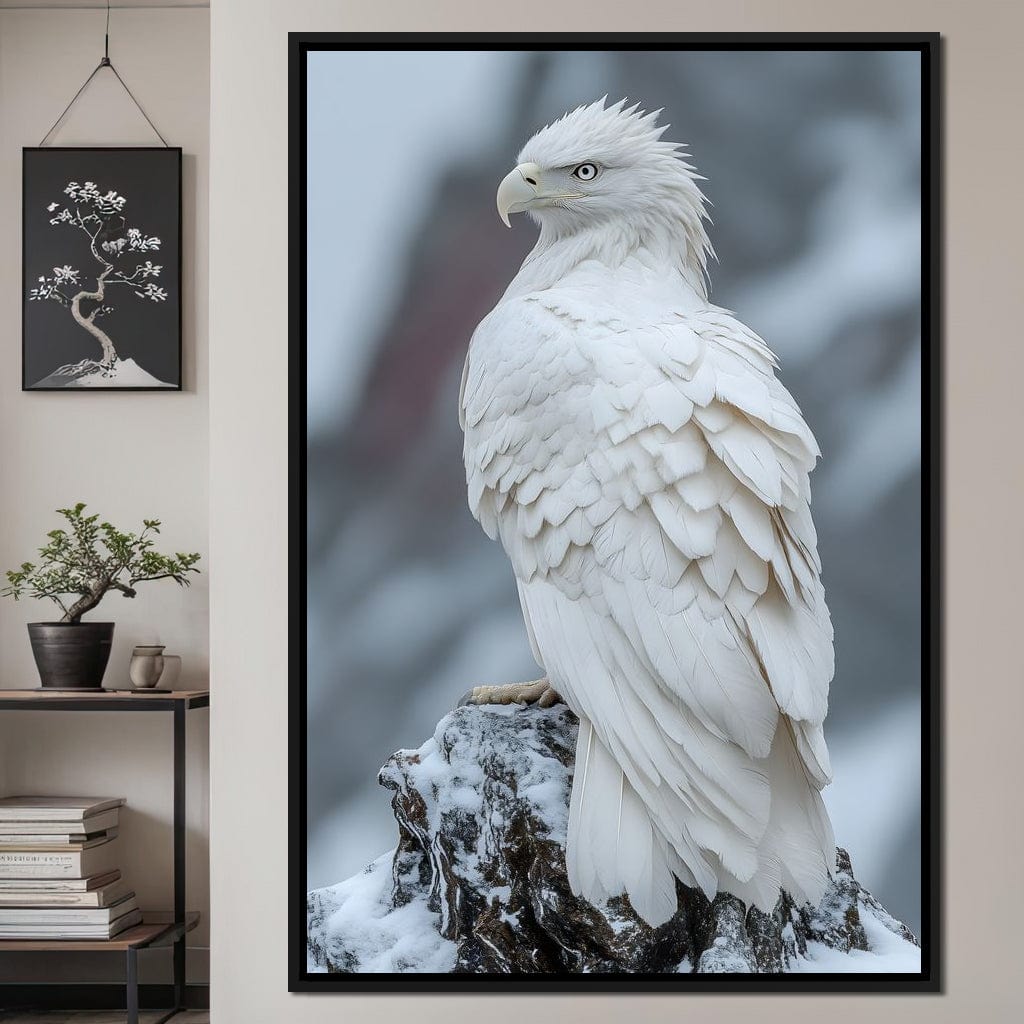 Majestic Winter Hawk Sentinel Canvas Wall Art