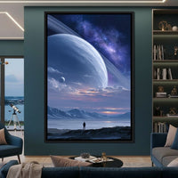 Rings of Saturn Night Sky Canvas Wall Art