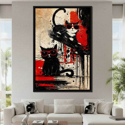 Cool Cats Red Shades Duo Canvas Wall Art