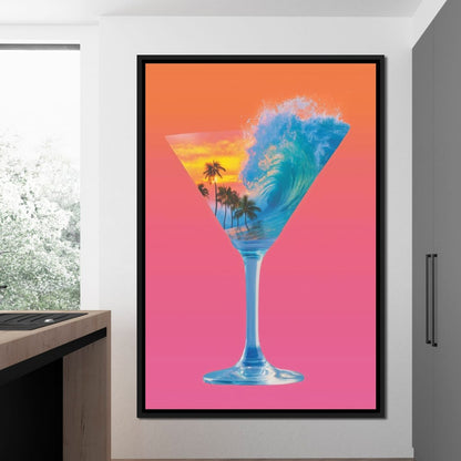 Double Exposure Martini Canvas Wall Art
