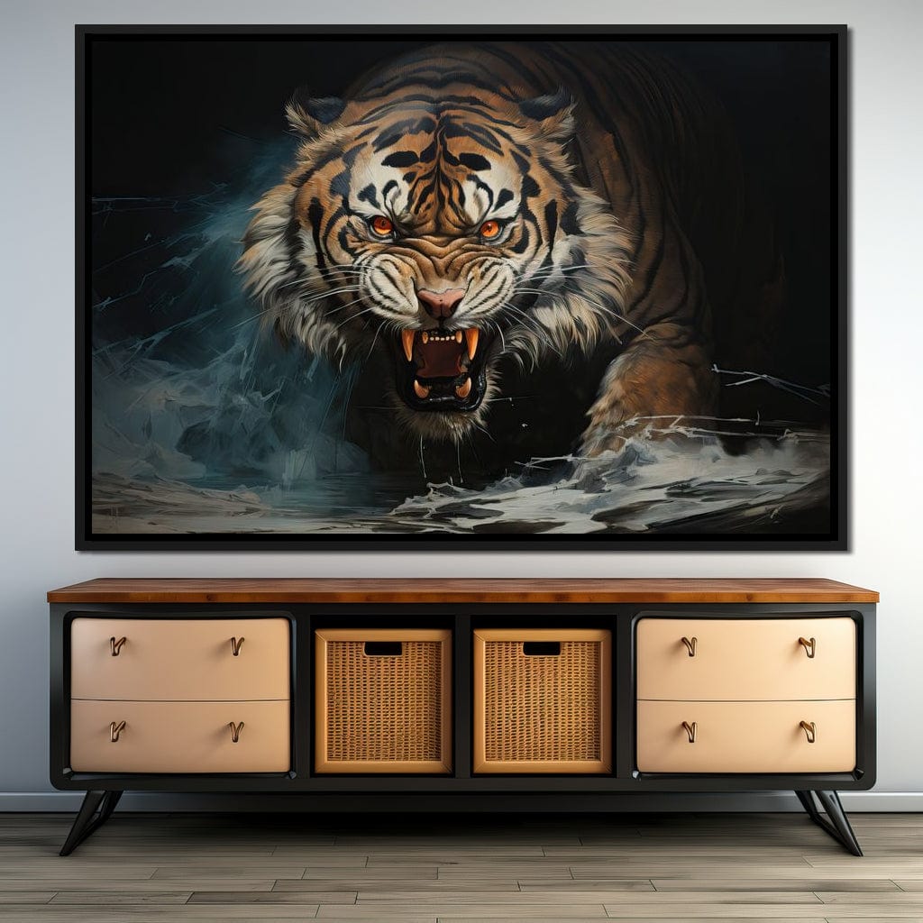 Angry Siberian Tiger Canvas Wall Art