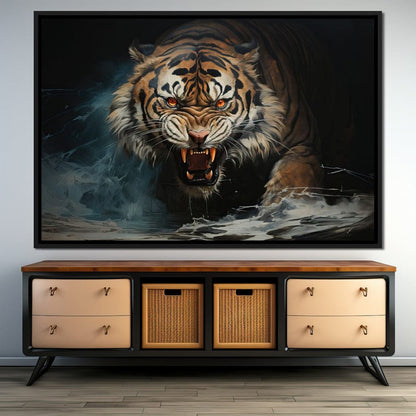 Angry Siberian Tiger Canvas Wall Art