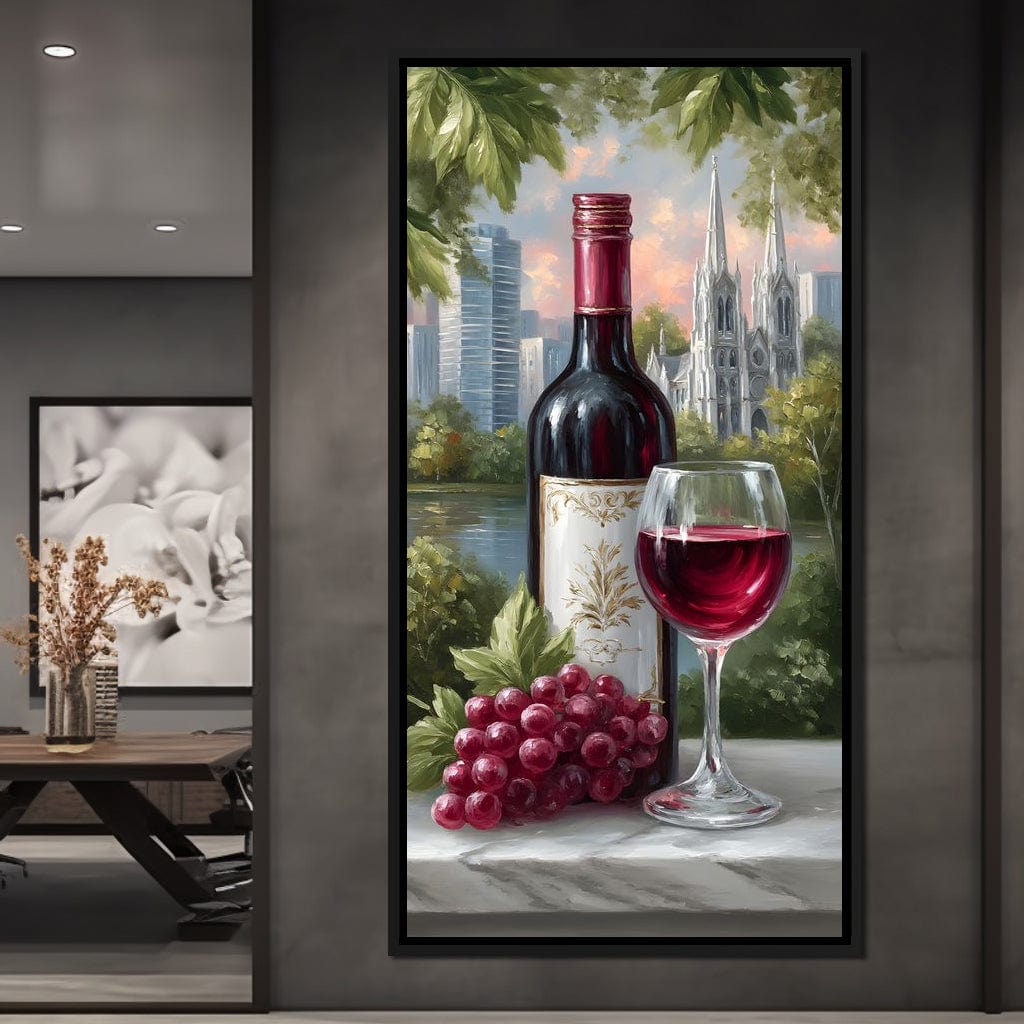 Wine Reflections Cityscape Elegance Canvas Wall Art
