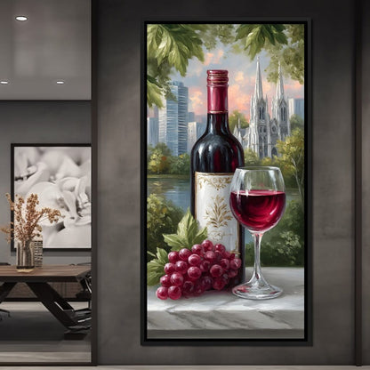 Wine Reflections Cityscape Elegance Canvas Wall Art
