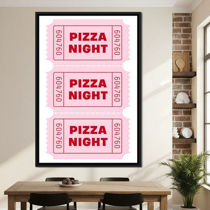 Retro Pizza Night Raffle Tickets Canvas Wall Art