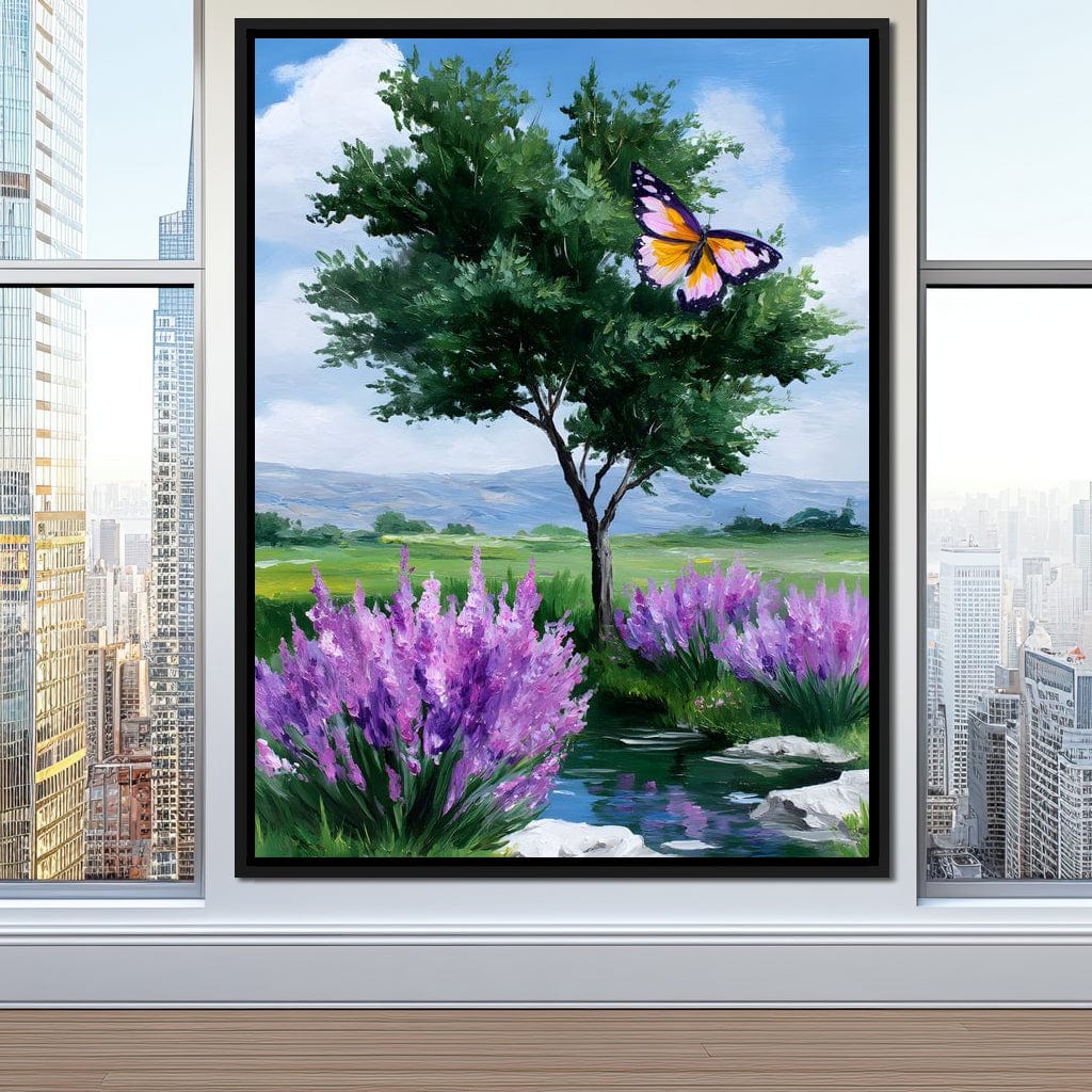 Butterfly Meadow Tranquility Canvas Wall Art
