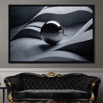Black Mirror Sphere Canvas Wall Art