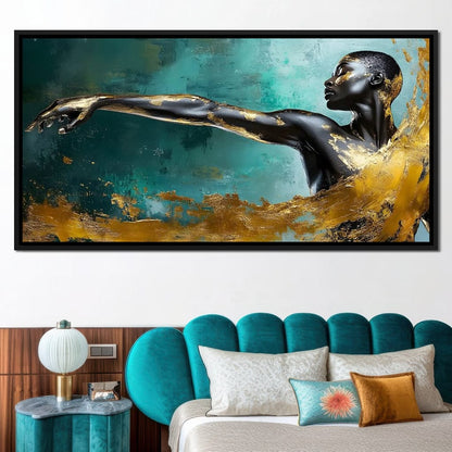 Golden Essence of Movement Canvas Wall Art