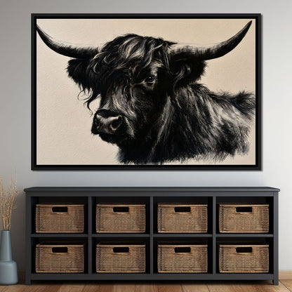 Solitary Guardian of the Highland Plains Canvas Wall Art