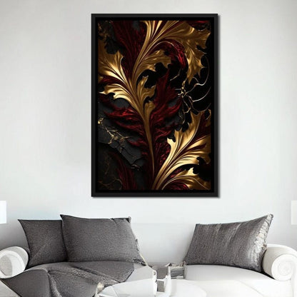The Marble-Lux Collection: Dark Red & Vibrant Gold 04 Canvas Wall Art