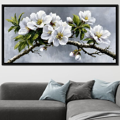Soft Petals On Silver Morning Canvas Wall Art
