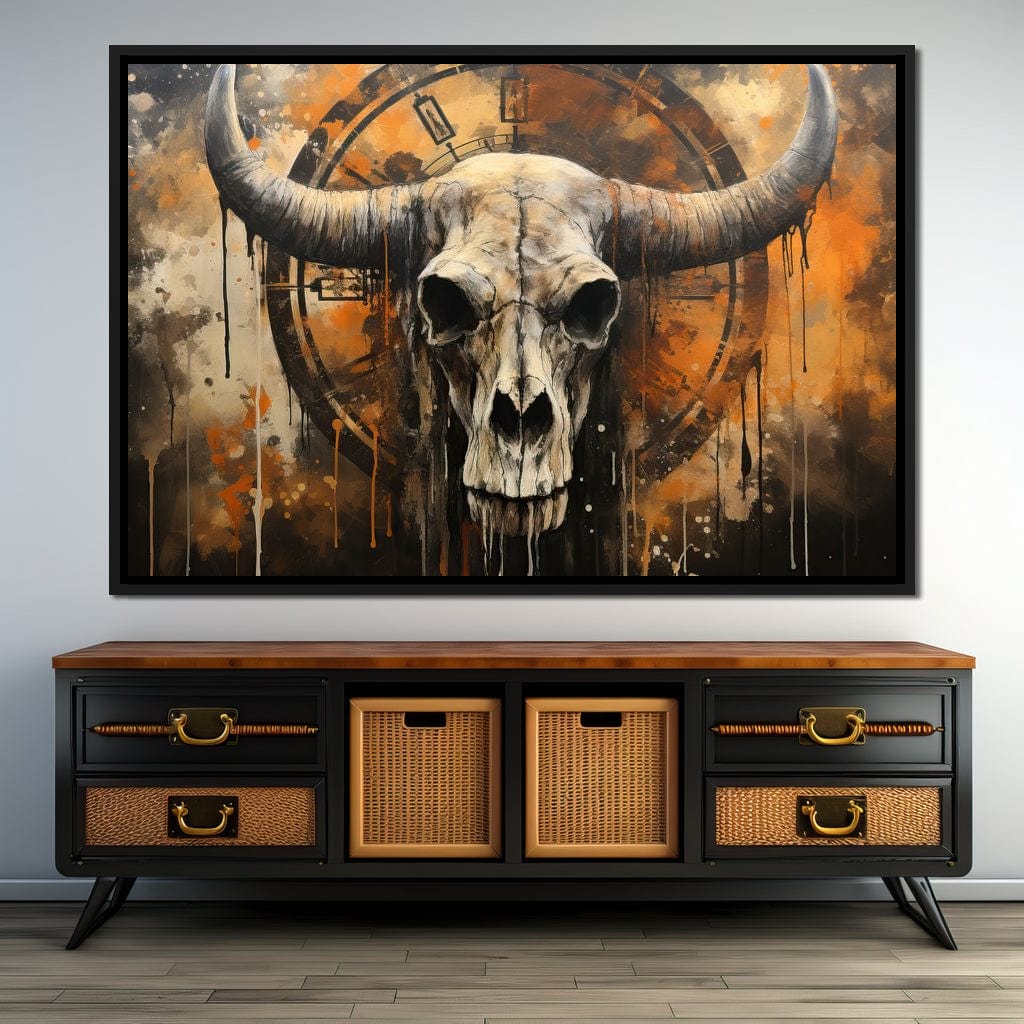 Bull Skull in the Gothic Twilight Canvas Wall Art