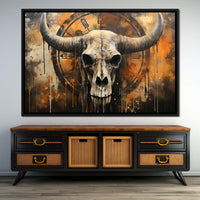 Bull Skull in the Gothic Twilight Canvas Wall Art