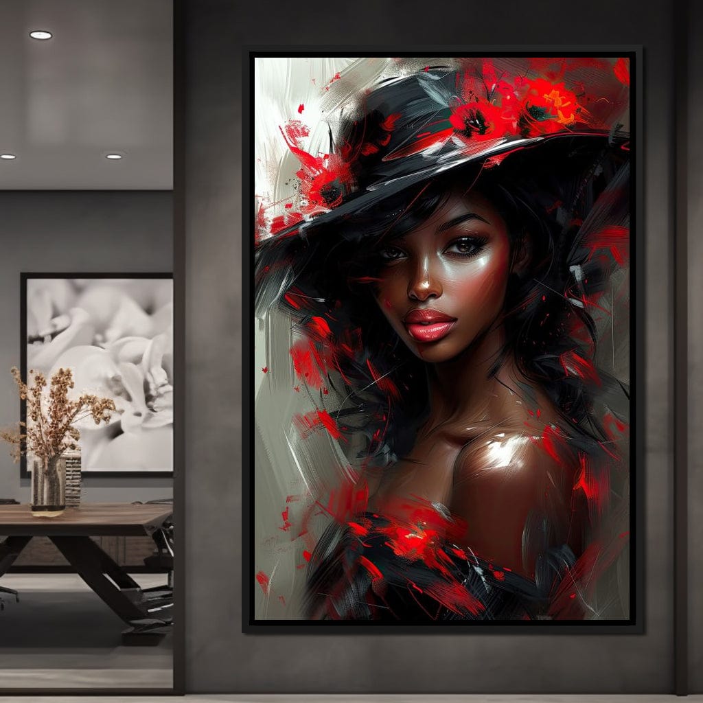 Sable Elegance with Poppy Flair Canvas Wall Art