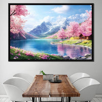 Cherry Blossom Alpine Retreat Canvas Wall Art