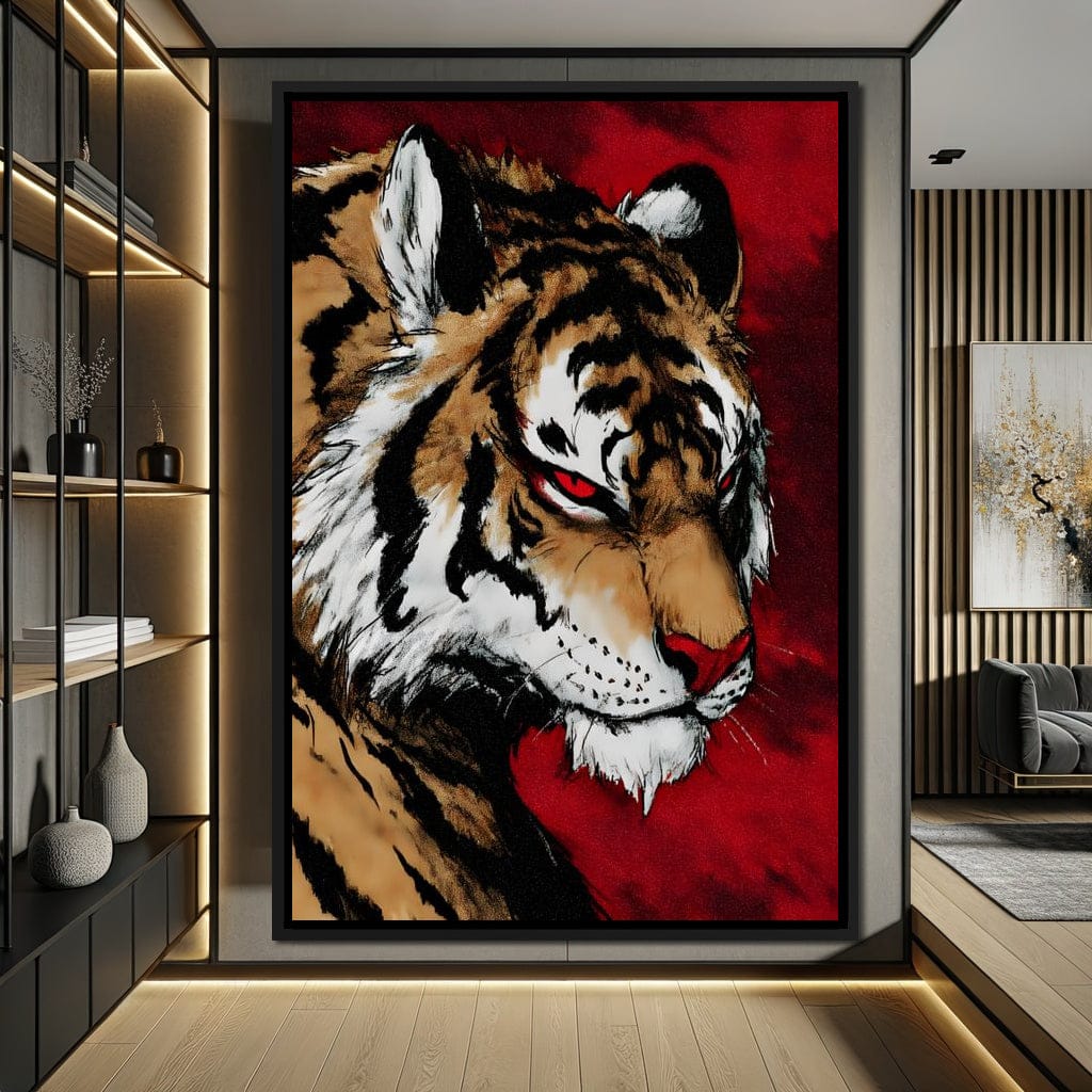 Fierce Tiger Blood Moon Roar Canvas Wall Art