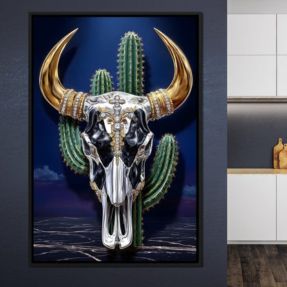 Golden Bull Skull Desert Luxe Canvas Wall Art